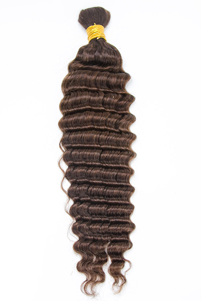 4 Medium Brown DeepWave Bulk Hair Extensions for Braiding