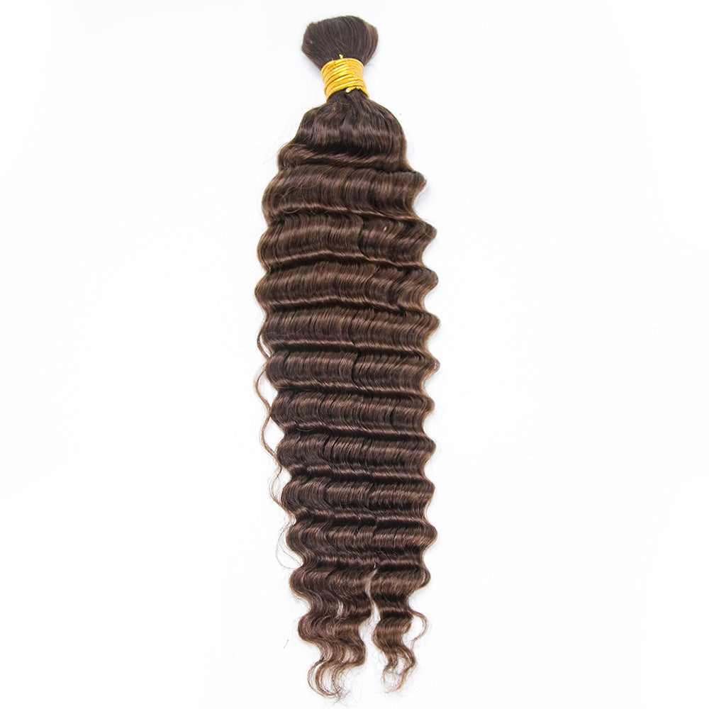 4 Medium Brown DeepWave Bulk Hair Extensions for Braiding