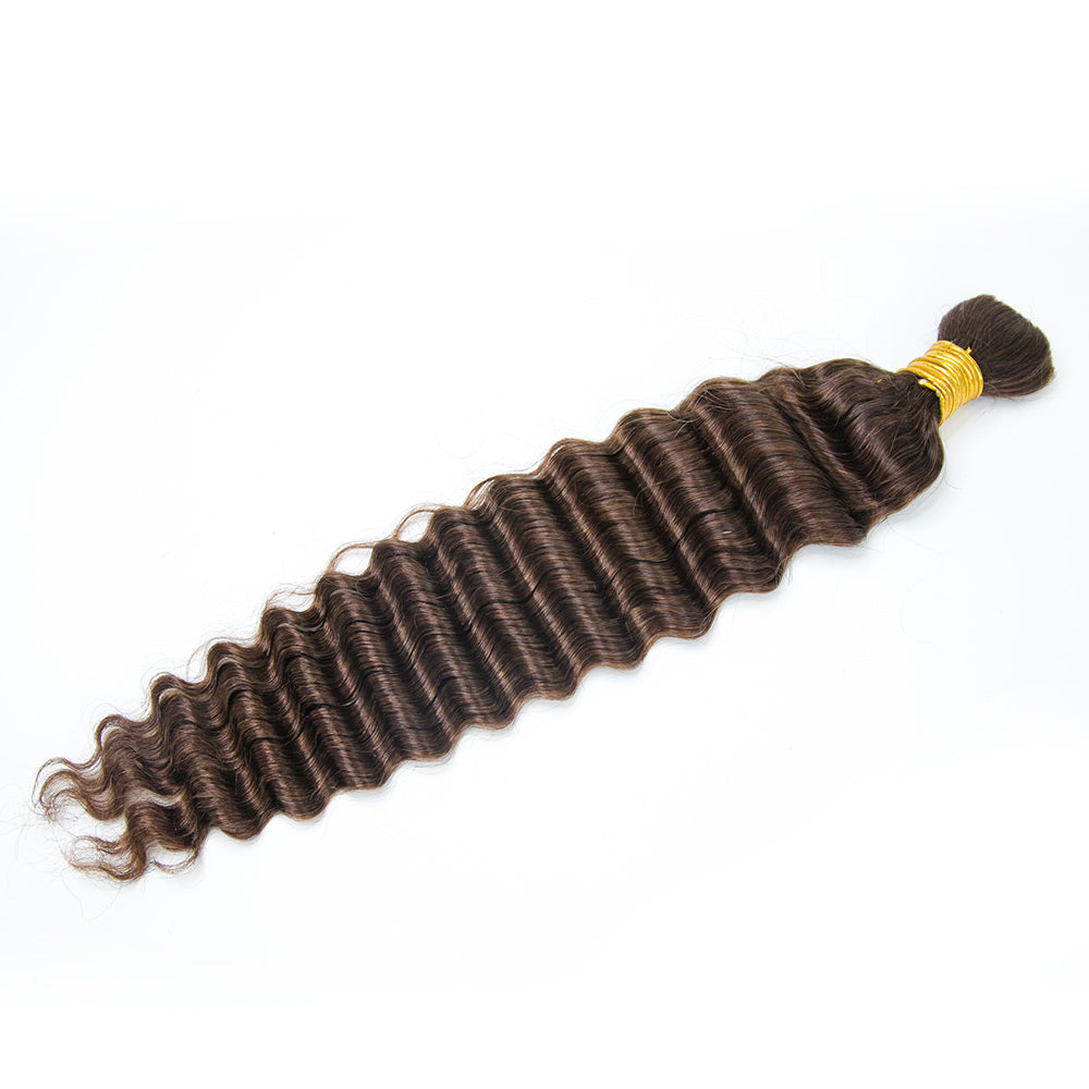 Medium Brown Deep Wave Bulk Hair Extensions