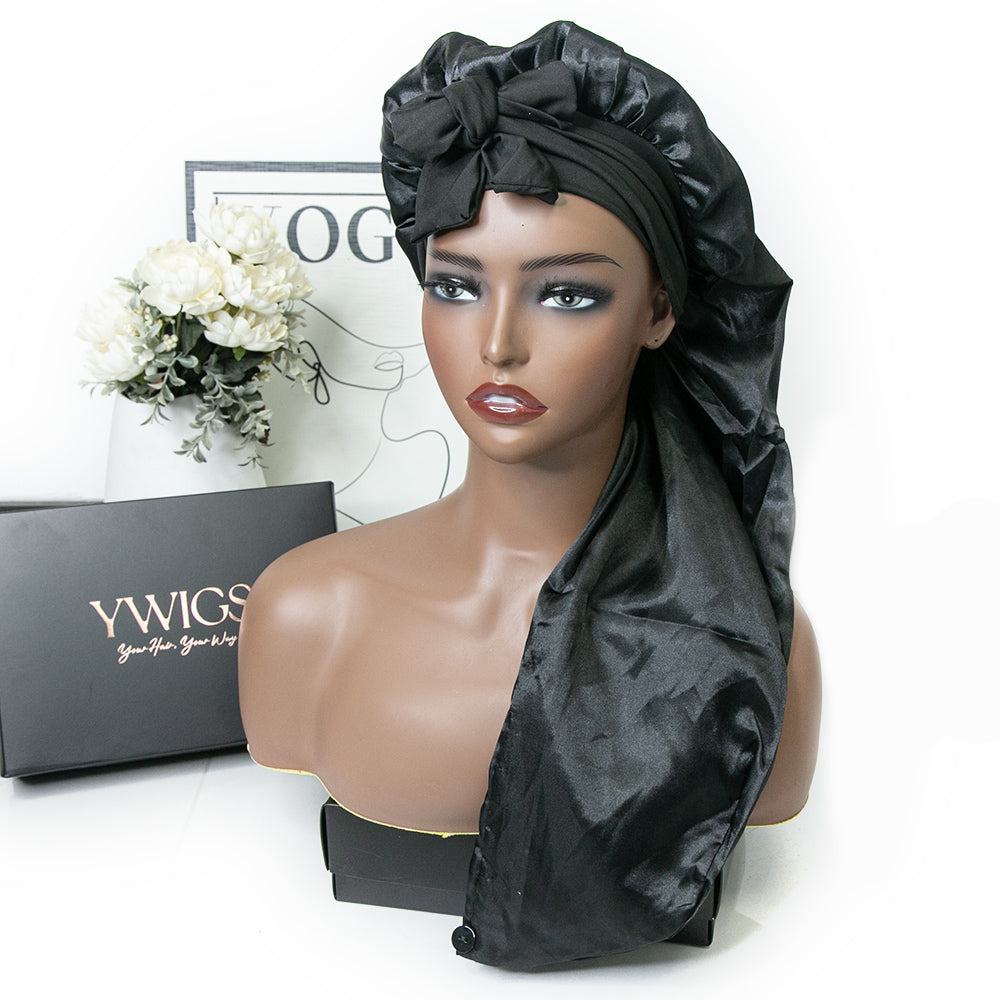 Silk night bonnet black