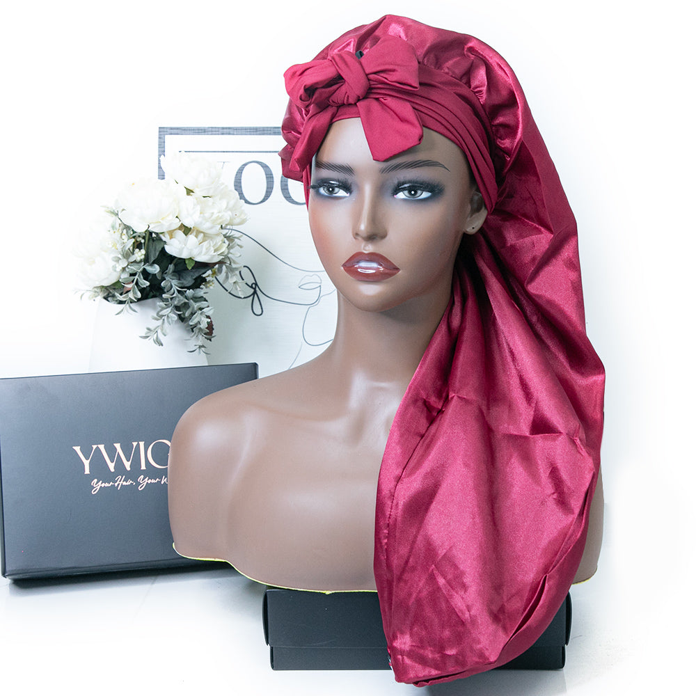 Silk night bonnet red